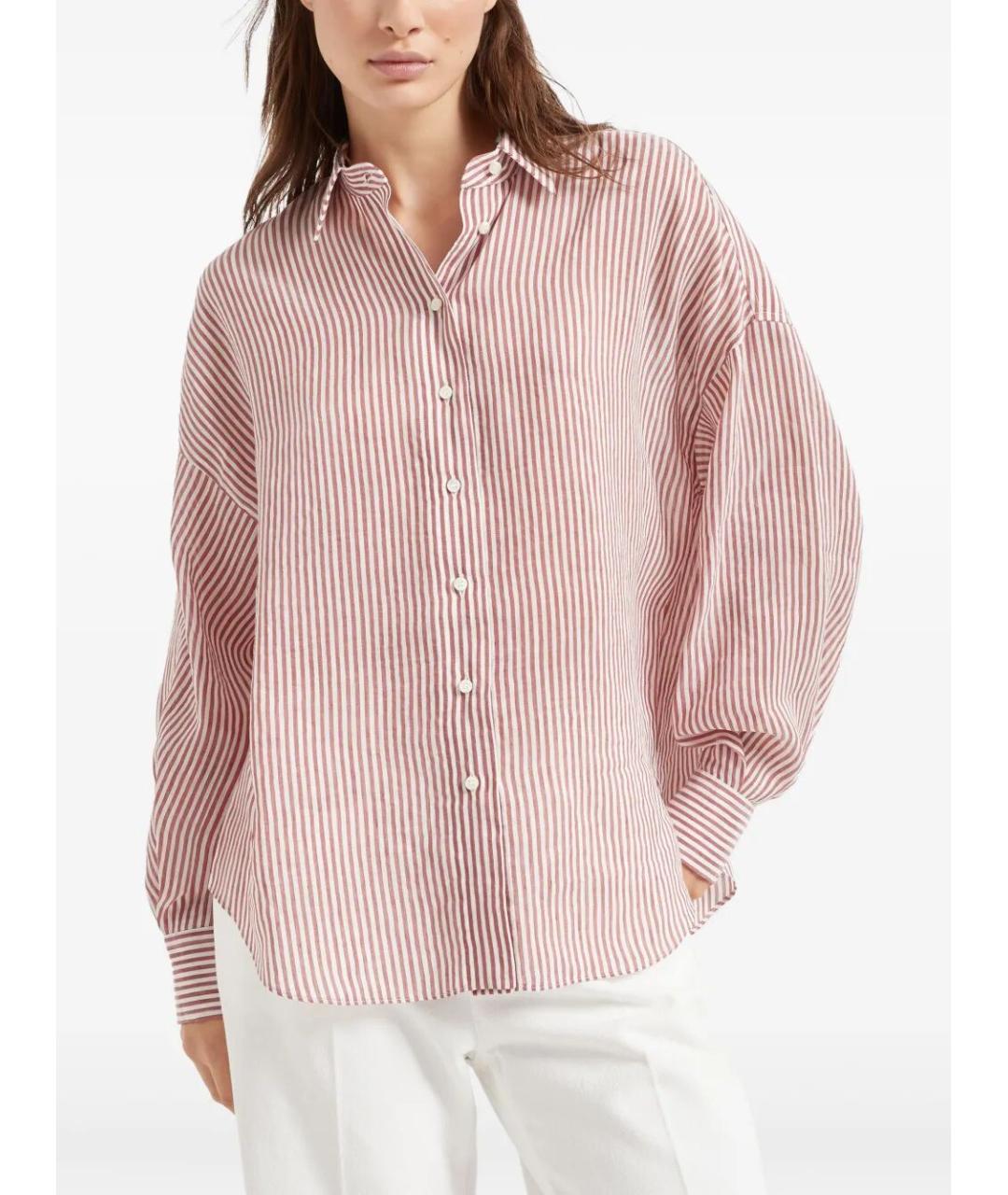 BRUNELLO CUCINELLI Бордовая льняная рубашка, фото 3