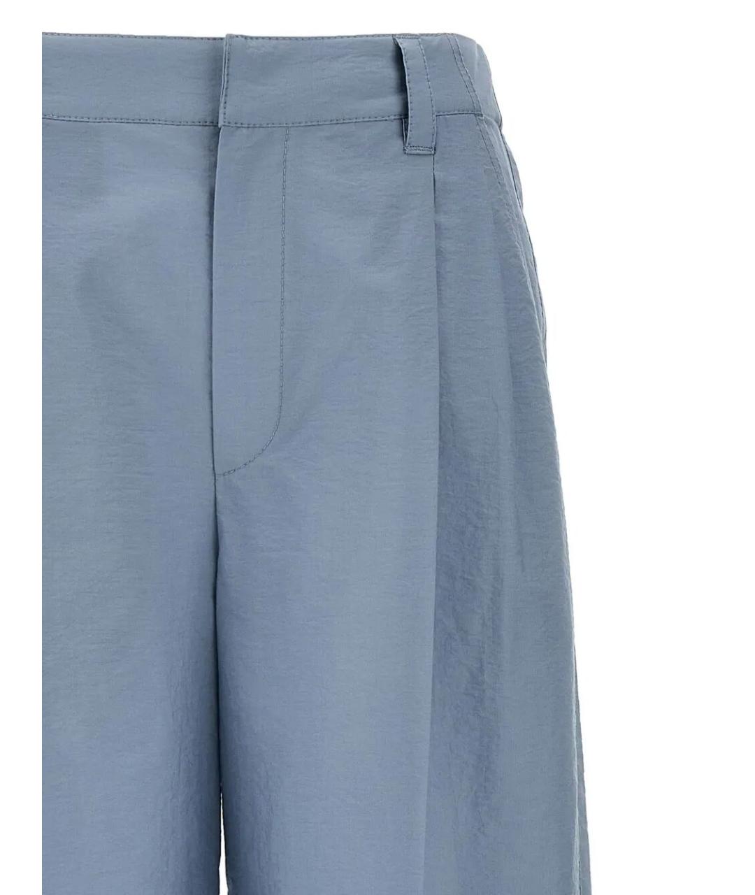 BRUNELLO CUCINELLI Голубые хлопковые брюки широкие, фото 4
