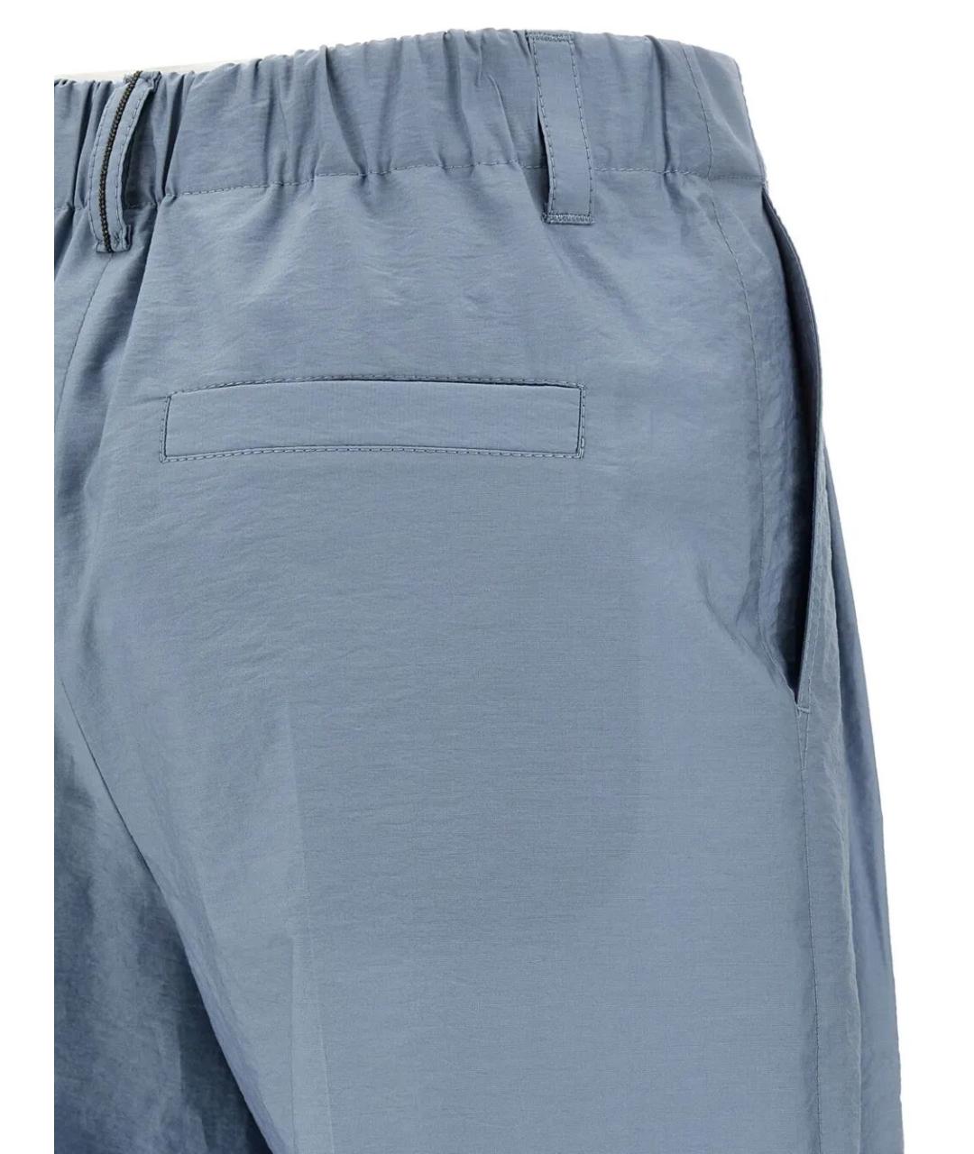 BRUNELLO CUCINELLI Голубые хлопковые брюки широкие, фото 3