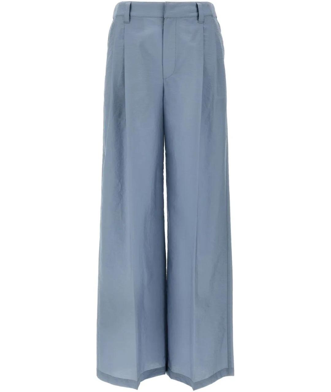 BRUNELLO CUCINELLI Голубые хлопковые брюки широкие, фото 1