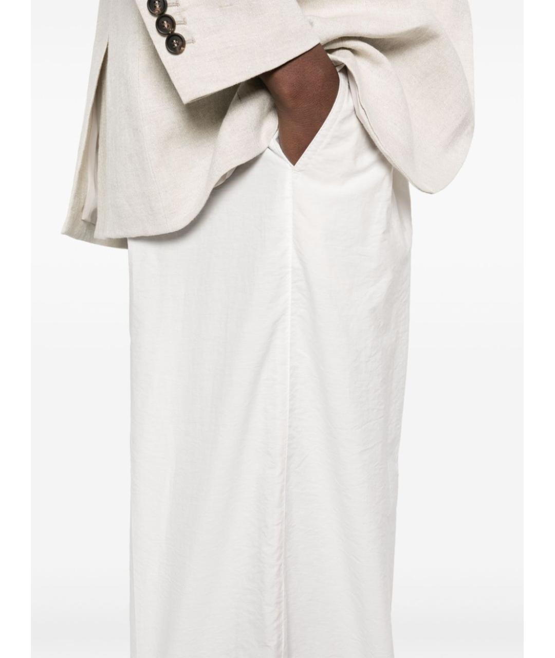 BRUNELLO CUCINELLI Белые хлопковые брюки широкие, фото 3