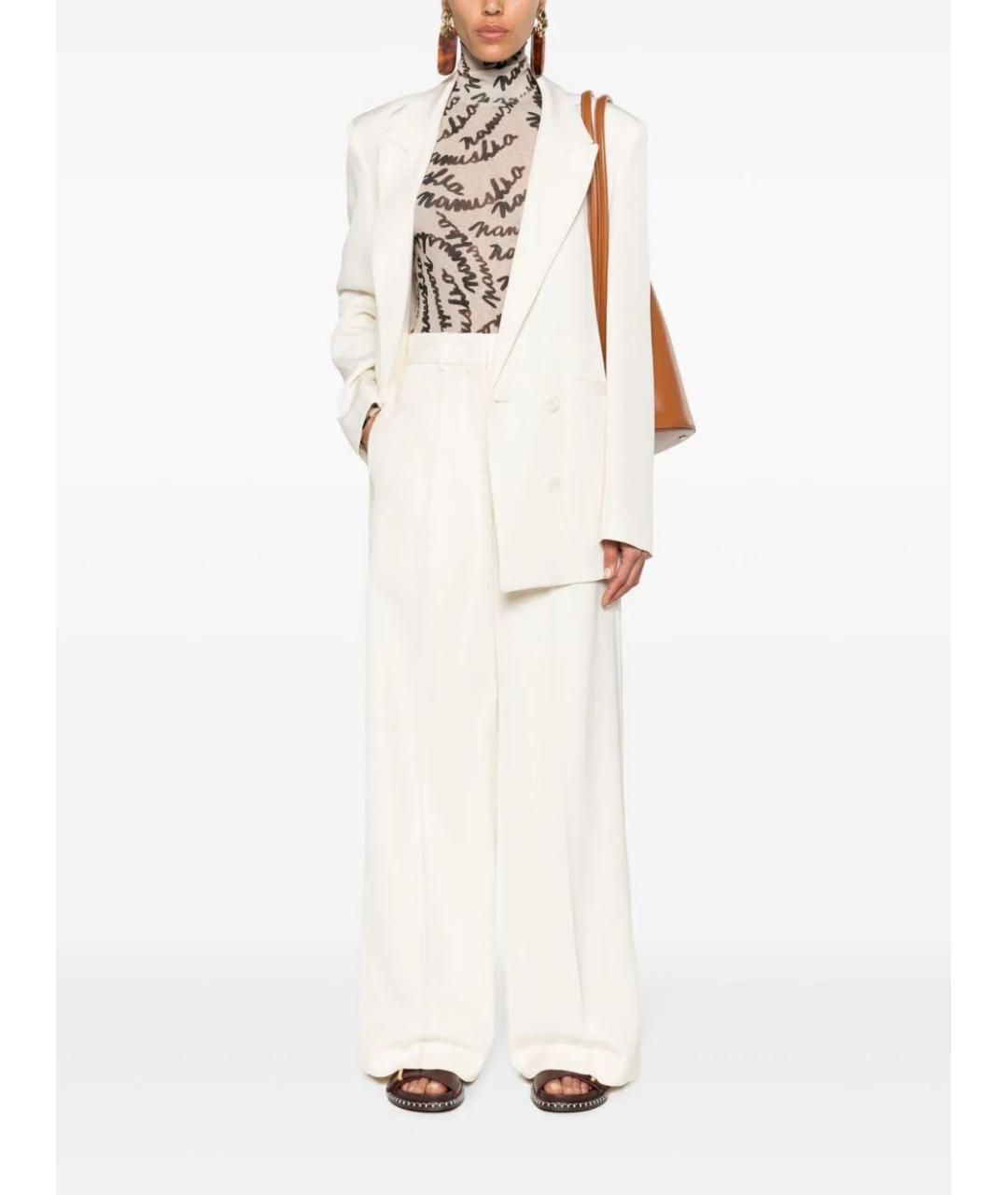 JIL SANDER Белые вискозные брюки широкие, фото 2
