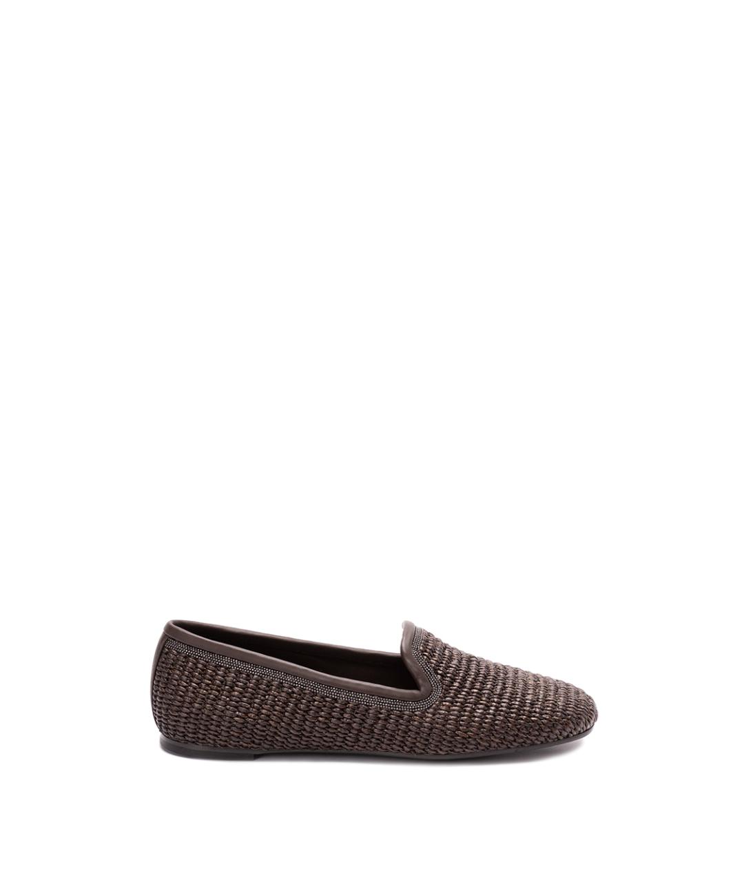 BRUNELLO CUCINELLI Коричневые текстильные лоферы, фото 1