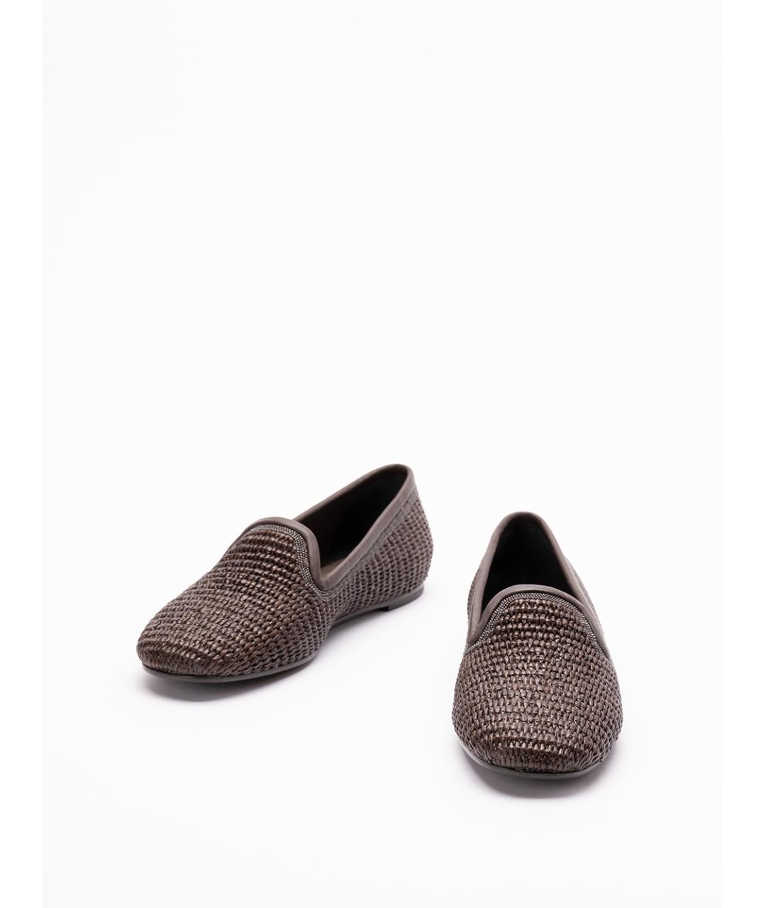 BRUNELLO CUCINELLI Коричневые текстильные лоферы, фото 2