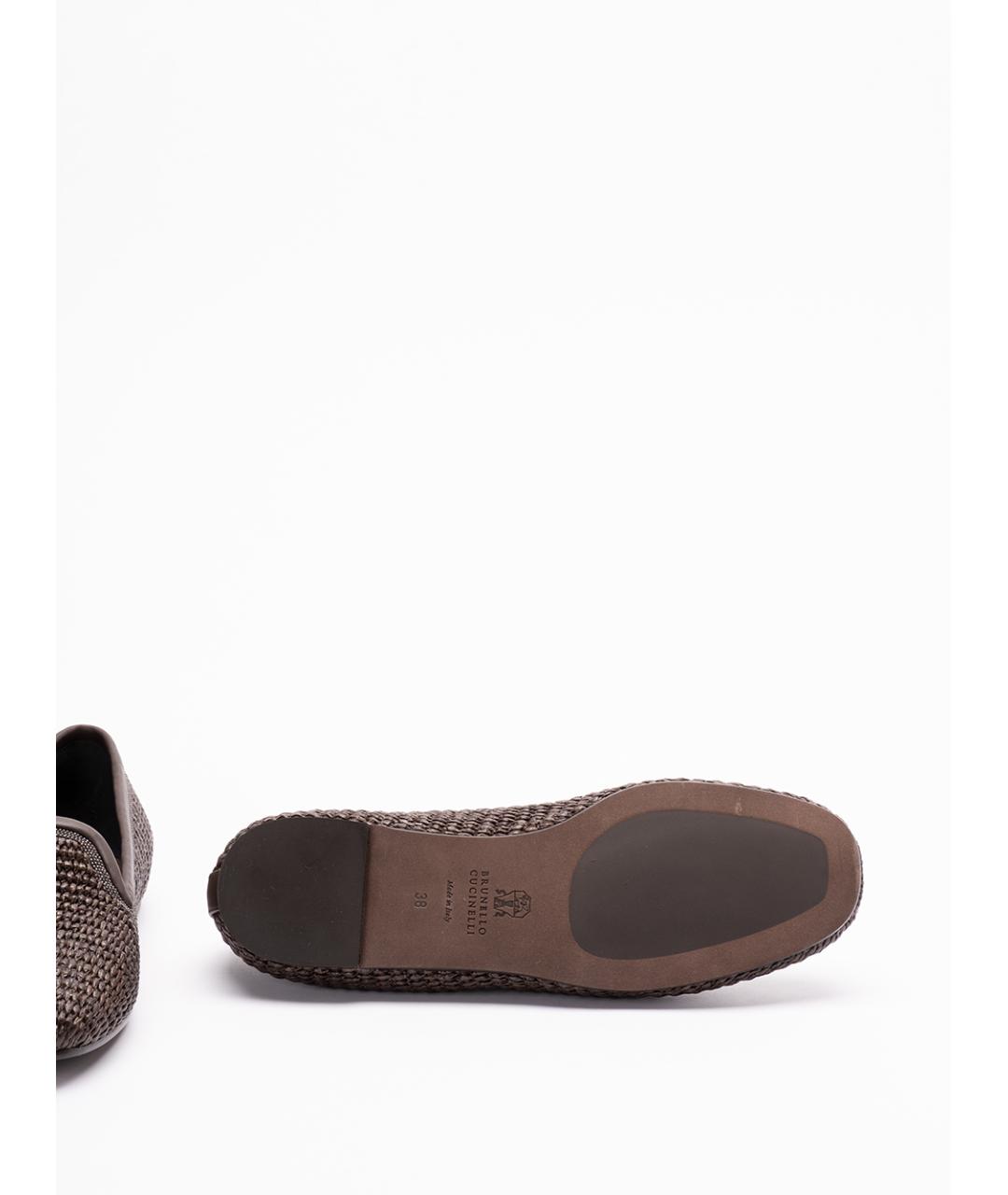 BRUNELLO CUCINELLI Коричневые текстильные лоферы, фото 4