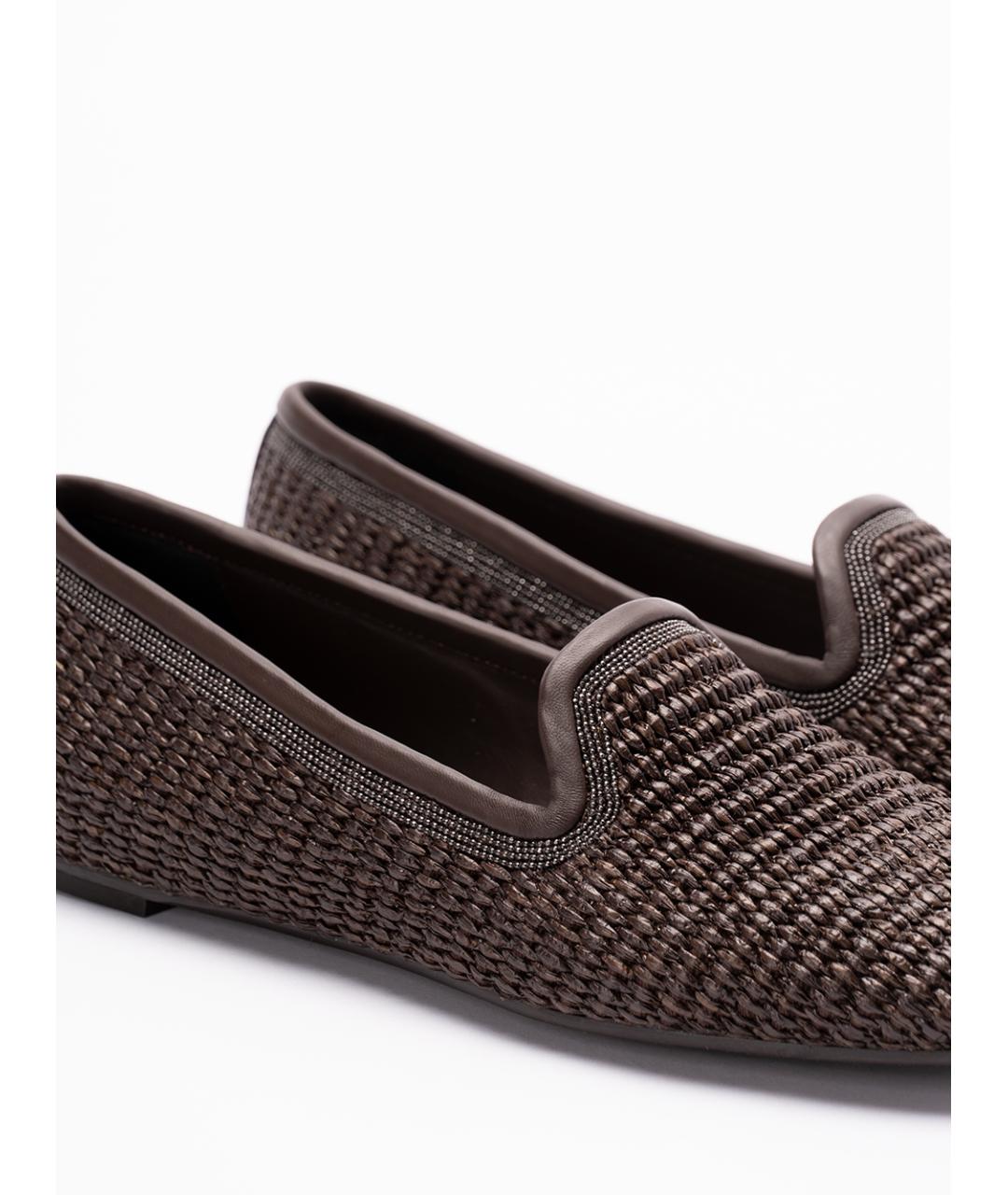 BRUNELLO CUCINELLI Коричневые текстильные лоферы, фото 5
