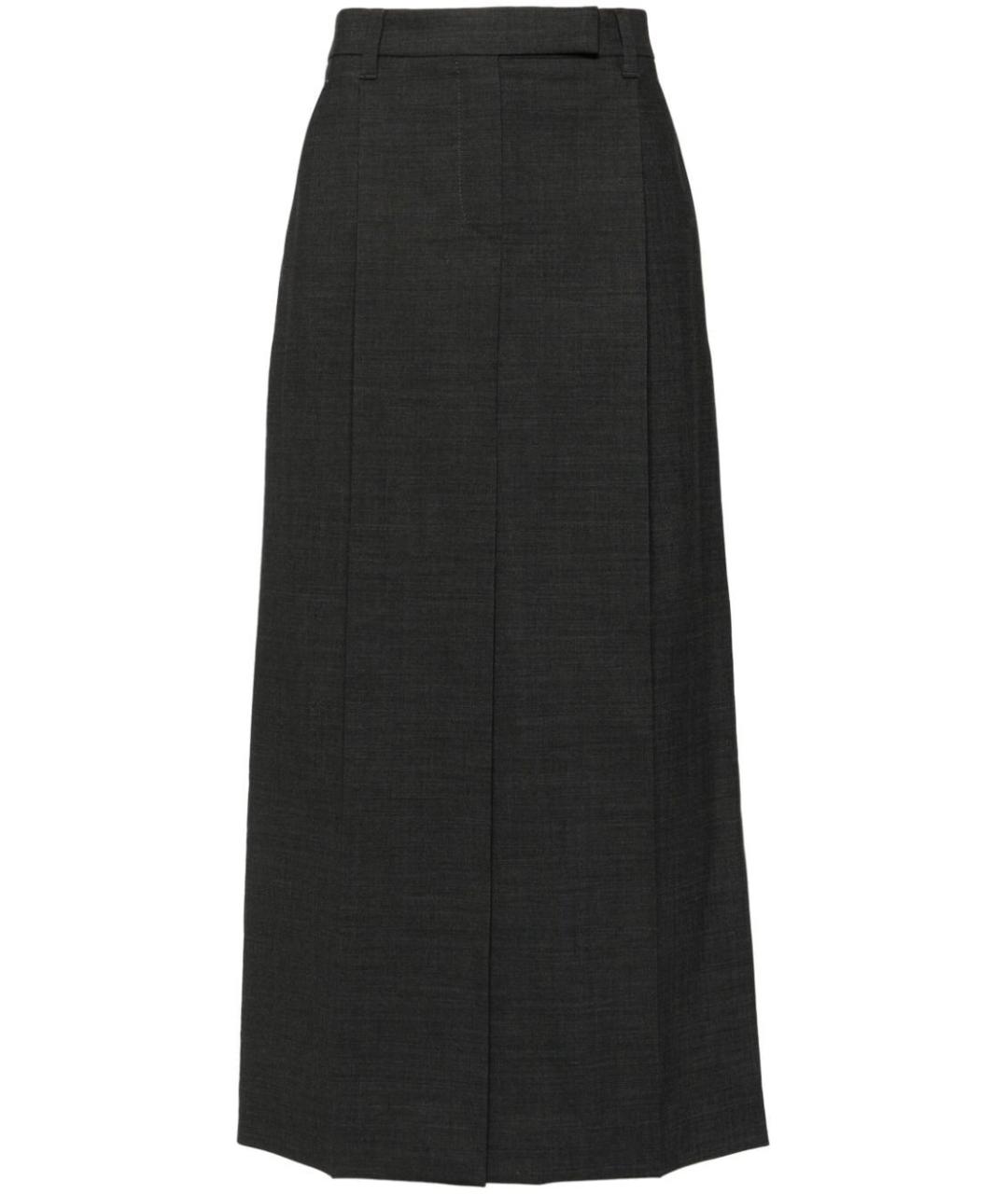 BRUNELLO CUCINELLI Антрацитовая шерстяная юбка макси, фото 1