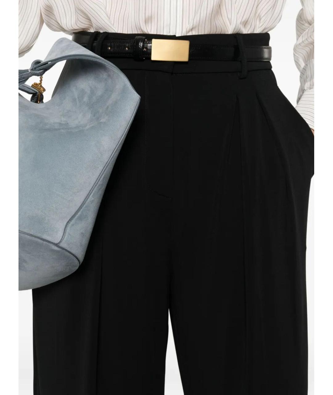 MAX MARA Черные вискозные брюки широкие, фото 3