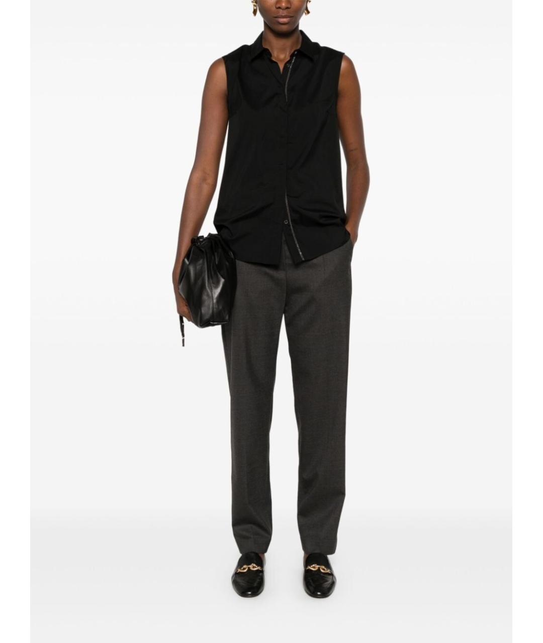 BRUNELLO CUCINELLI Антрацитовые шерстяные прямые брюки, фото 2