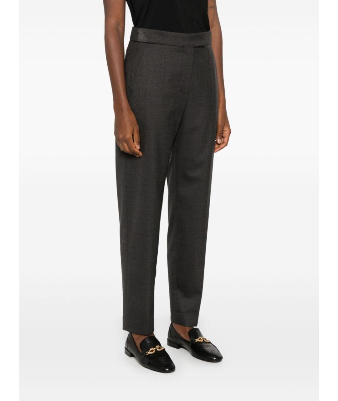 BRUNELLO CUCINELLI Антрацитовые шерстяные прямые брюки, фото 5