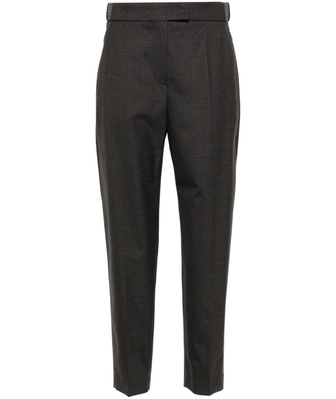 BRUNELLO CUCINELLI Антрацитовые шерстяные прямые брюки, фото 1
