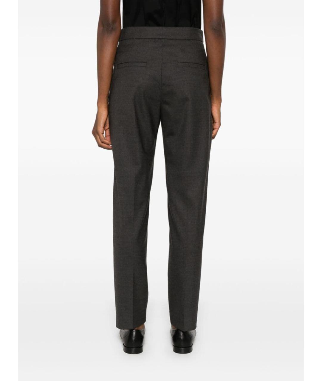 BRUNELLO CUCINELLI Антрацитовые шерстяные прямые брюки, фото 4