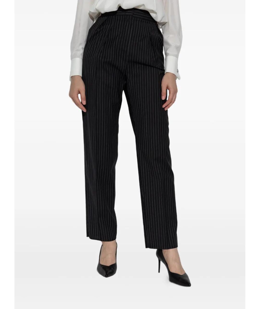 MAX MARA Черные шерстяные прямые брюки, фото 5