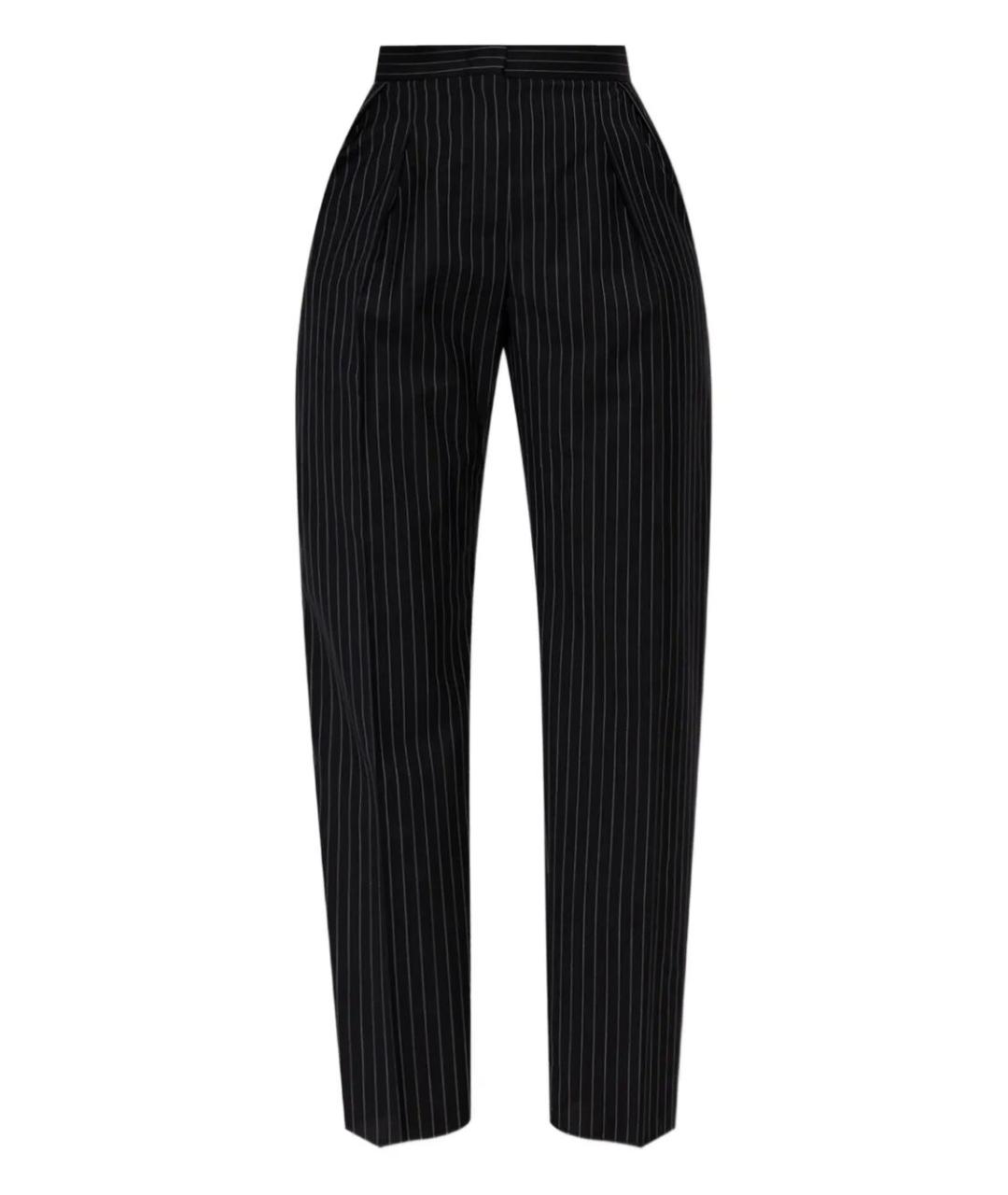 MAX MARA Черные шерстяные прямые брюки, фото 1