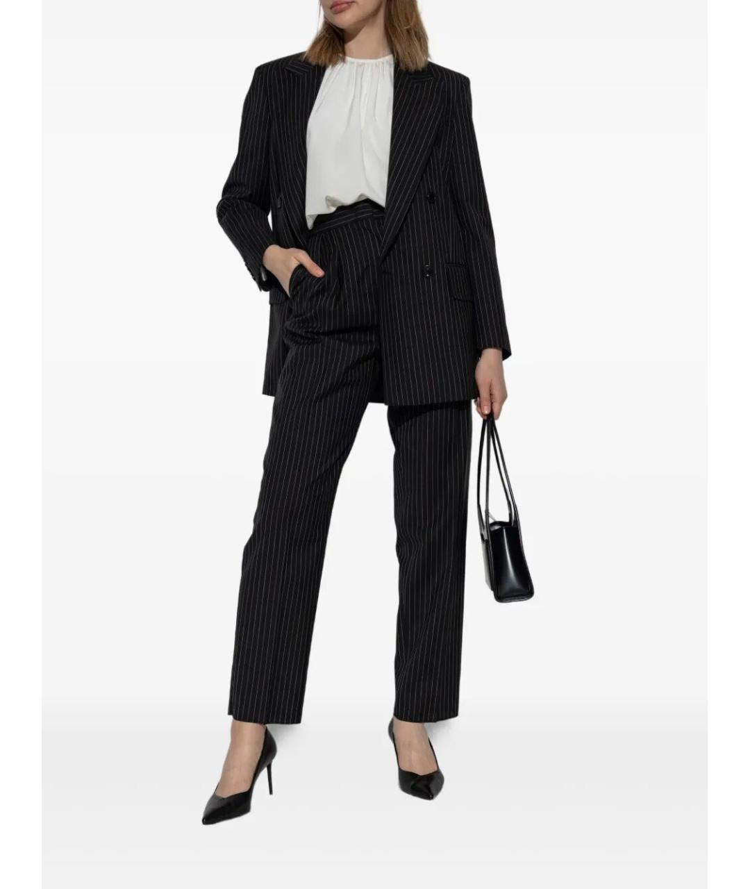 MAX MARA Черные шерстяные прямые брюки, фото 2