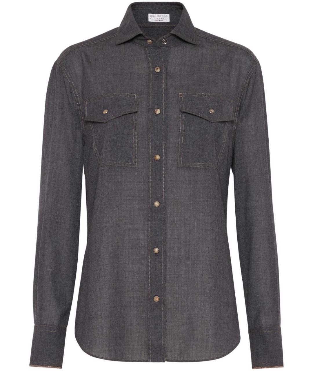 BRUNELLO CUCINELLI Антрацитовая шерстяная рубашка, фото 1
