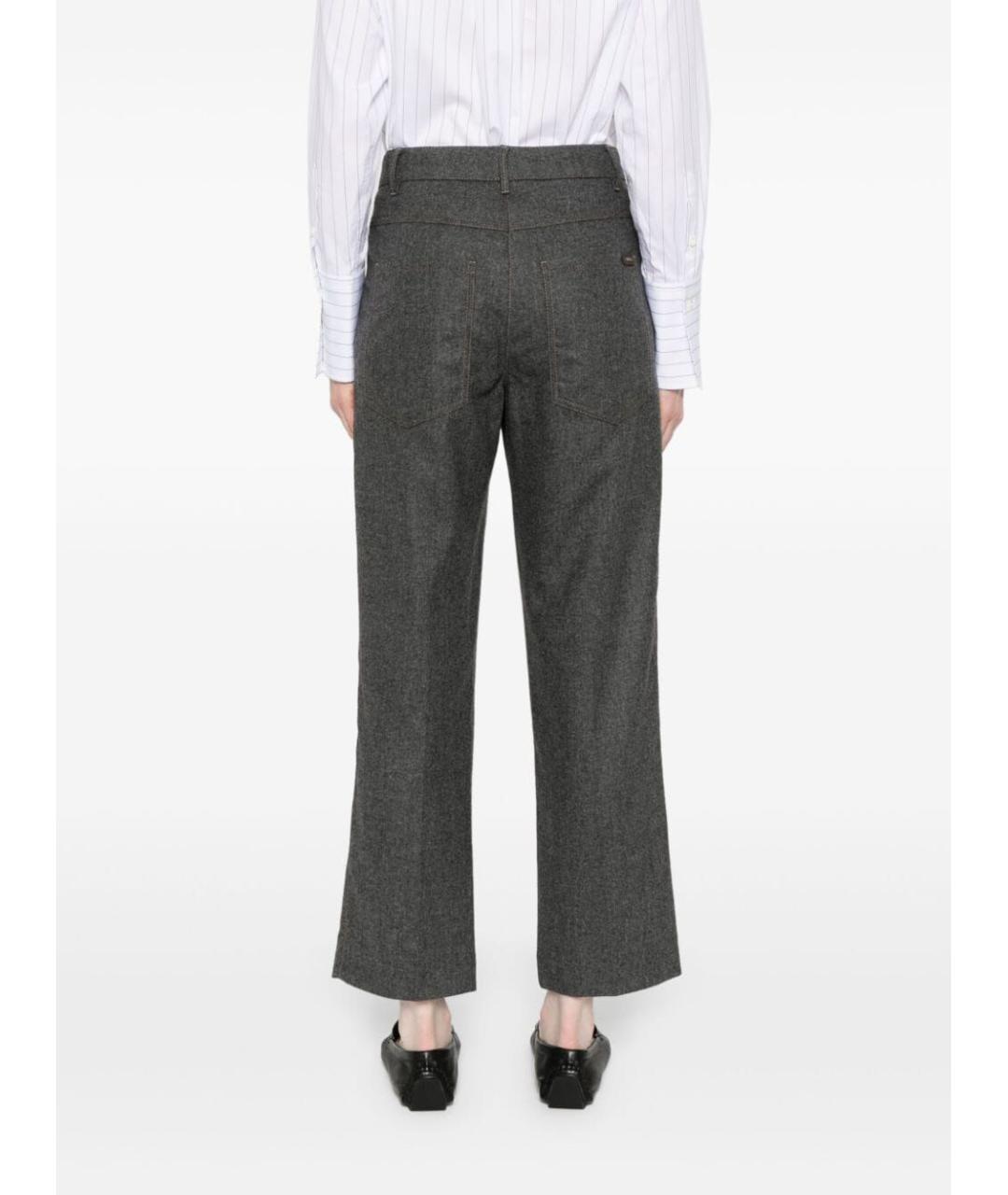 BRUNELLO CUCINELLI Антрацитовые шерстяные прямые брюки, фото 5