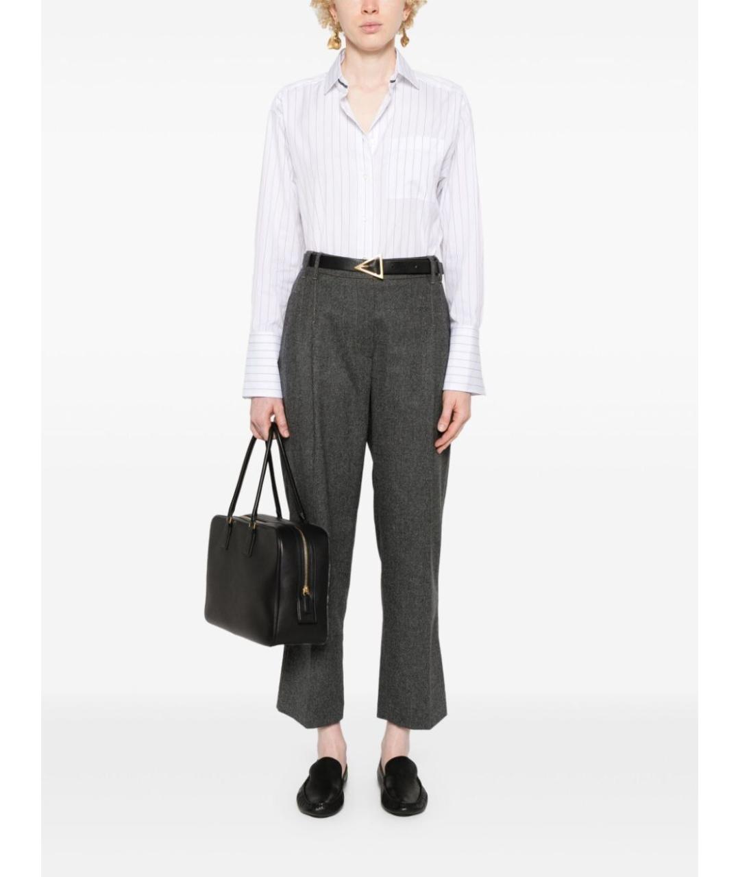 BRUNELLO CUCINELLI Антрацитовые шерстяные прямые брюки, фото 2
