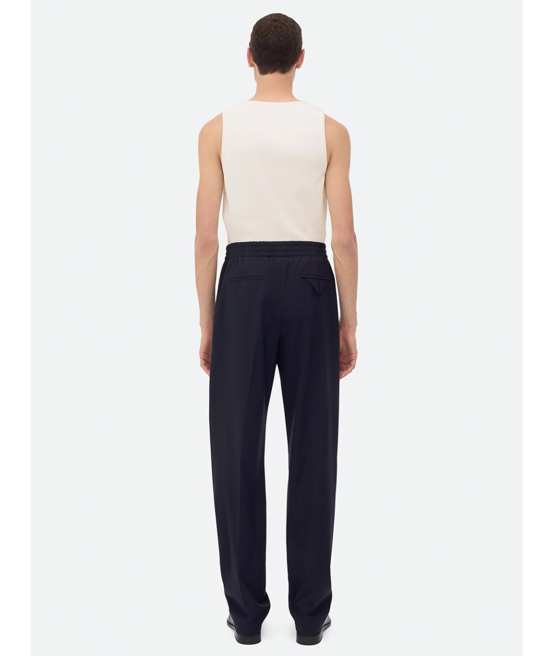 BOTTEGA VENETA Темно-синие шерстяные повседневные брюки, фото 4
