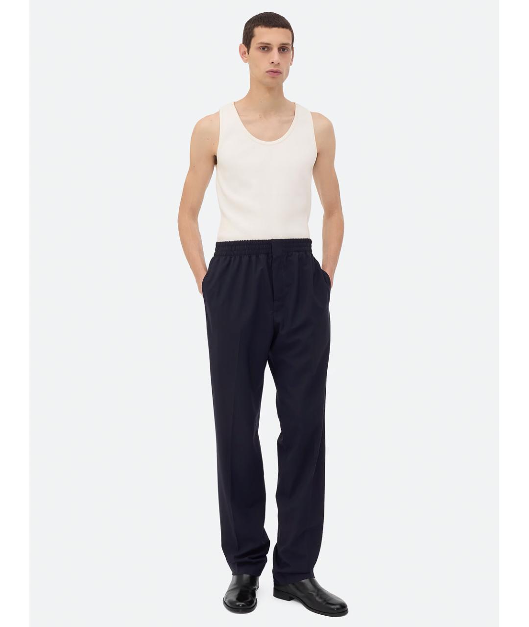 BOTTEGA VENETA Темно-синие шерстяные повседневные брюки, фото 2