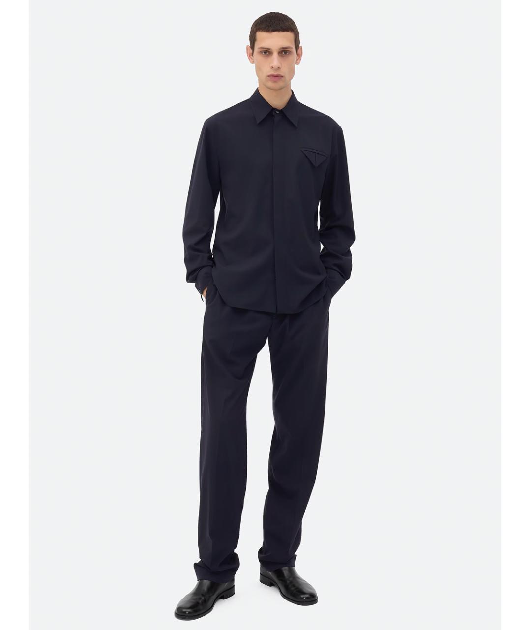 BOTTEGA VENETA Темно-синие шерстяные повседневные брюки, фото 5