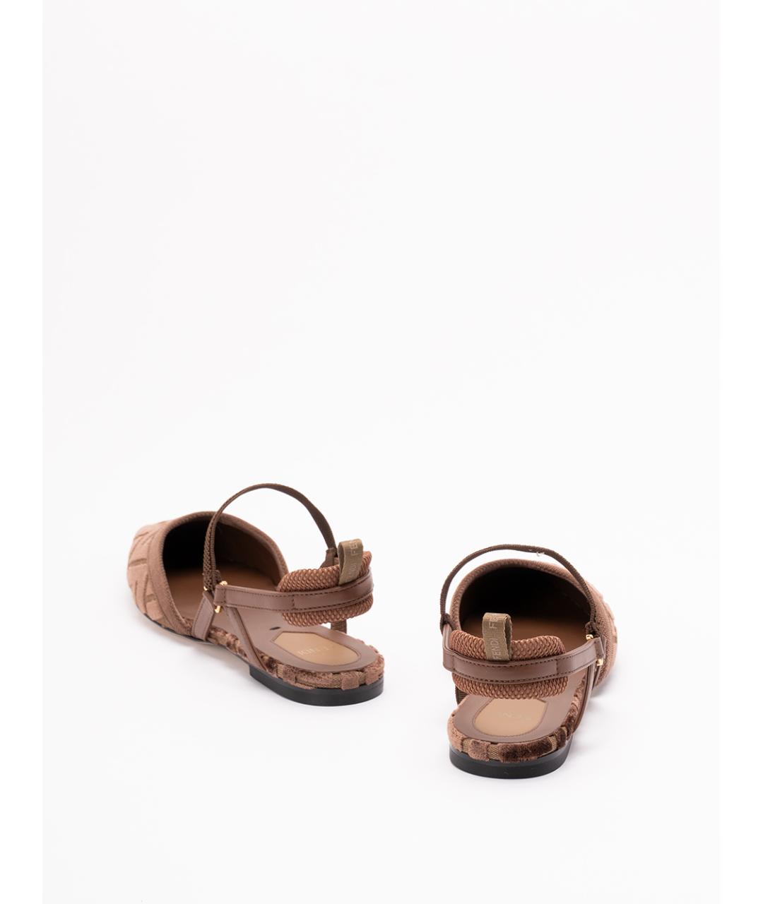 FENDI Коричневые текстильные балетки, фото 3