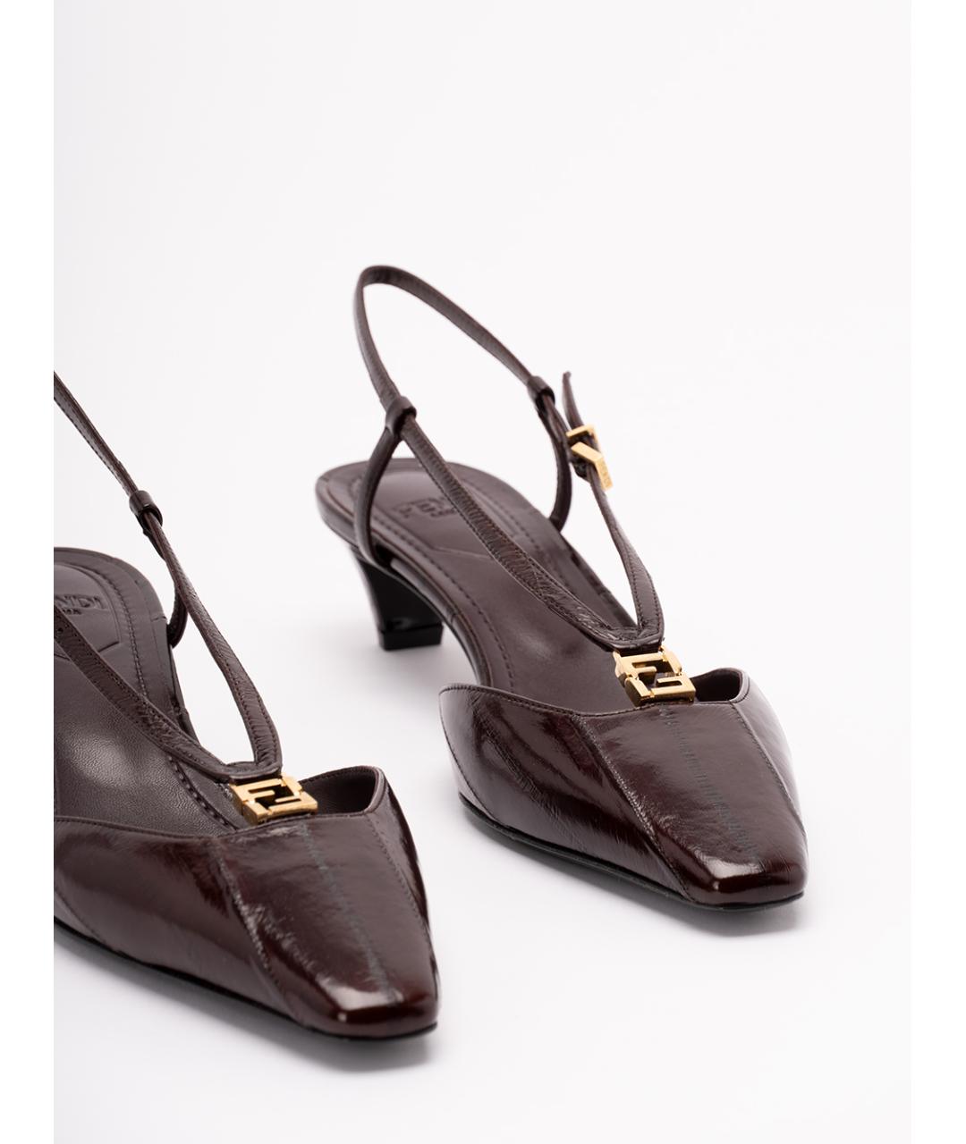 FENDI Коричневые туфли из лакированной кожи, фото 5