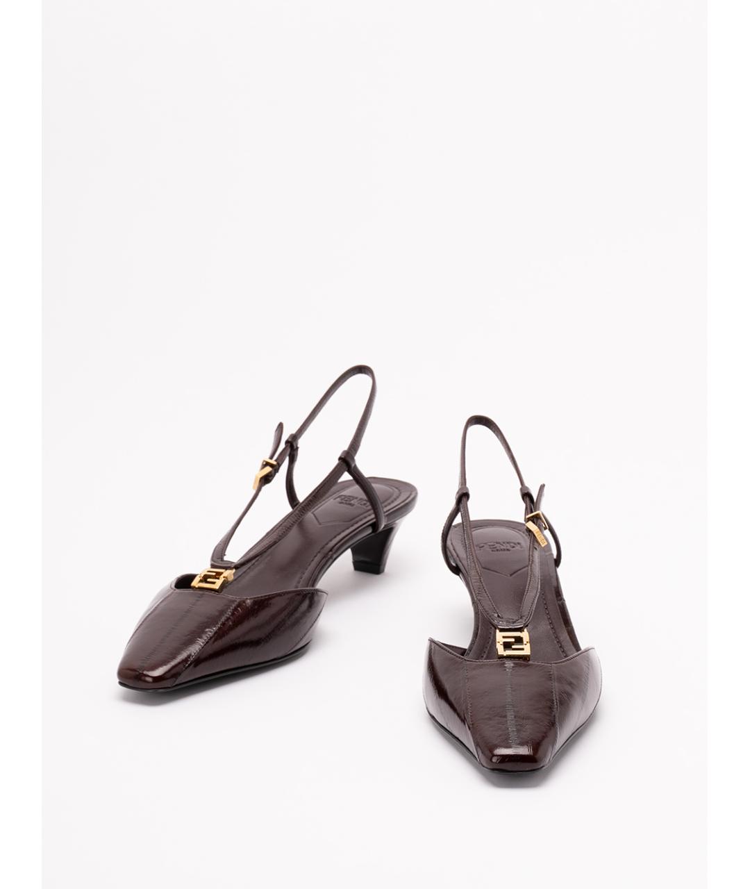 FENDI Коричневые туфли из лакированной кожи, фото 2