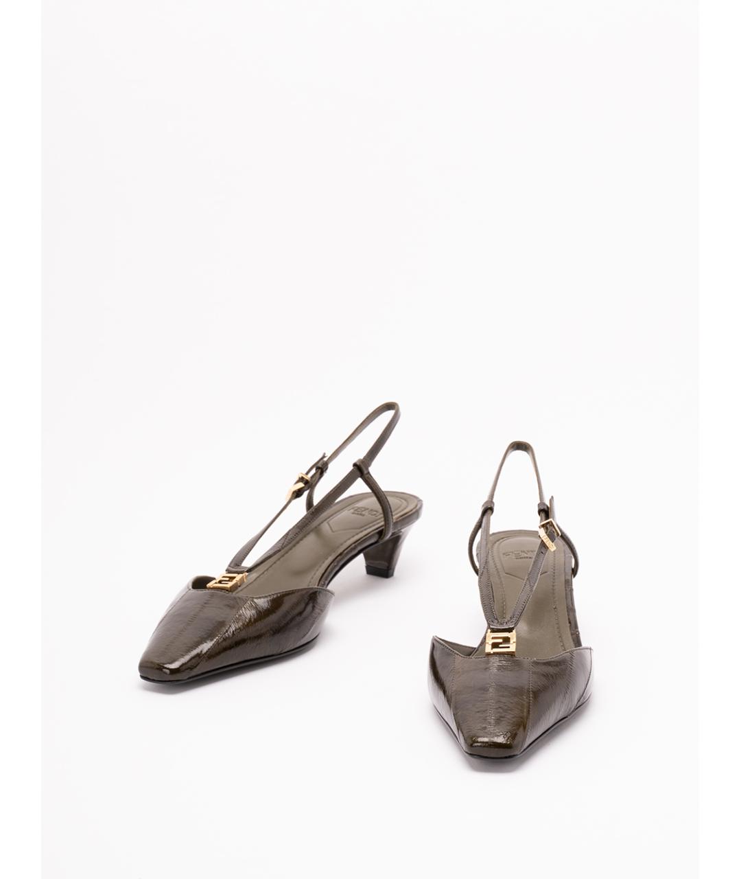 FENDI Коричневые туфли из лакированной кожи, фото 2