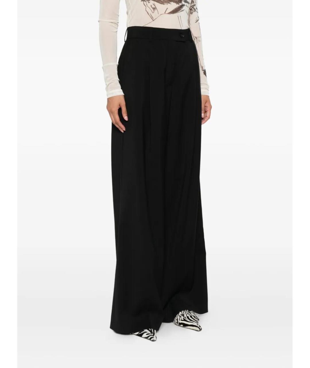 SPORTMAX Черные шерстяные брюки широкие, фото 4