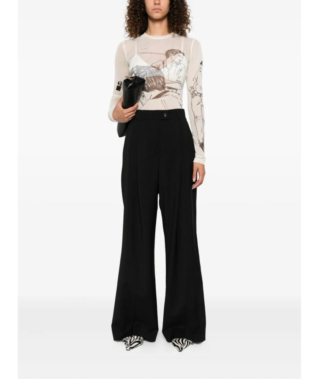 SPORTMAX Черные шерстяные брюки широкие, фото 2