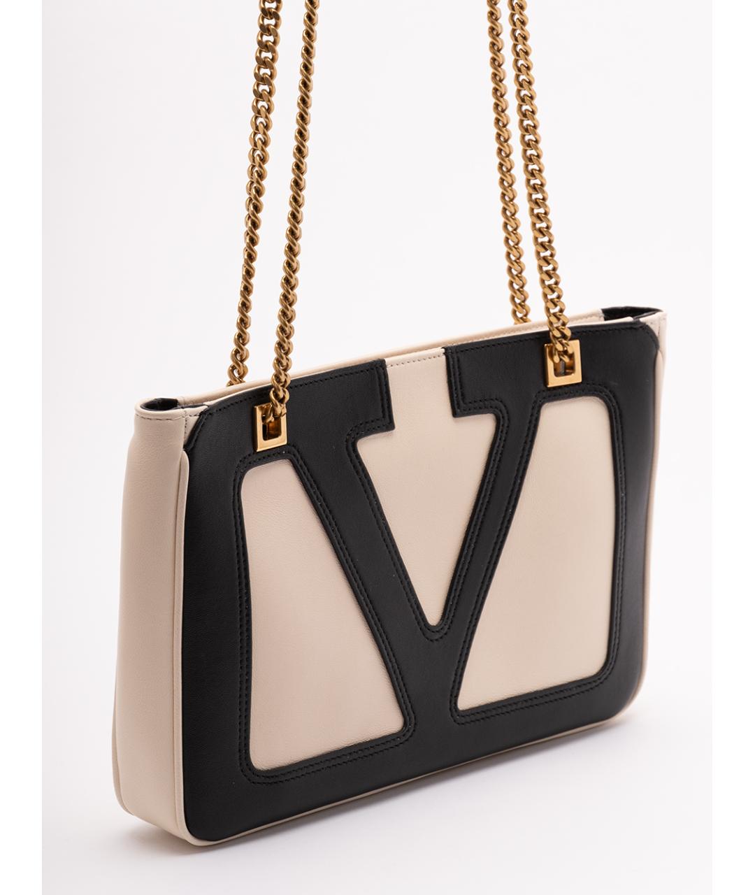 VALENTINO Бежевая кожаная сумка тоут, фото 3
