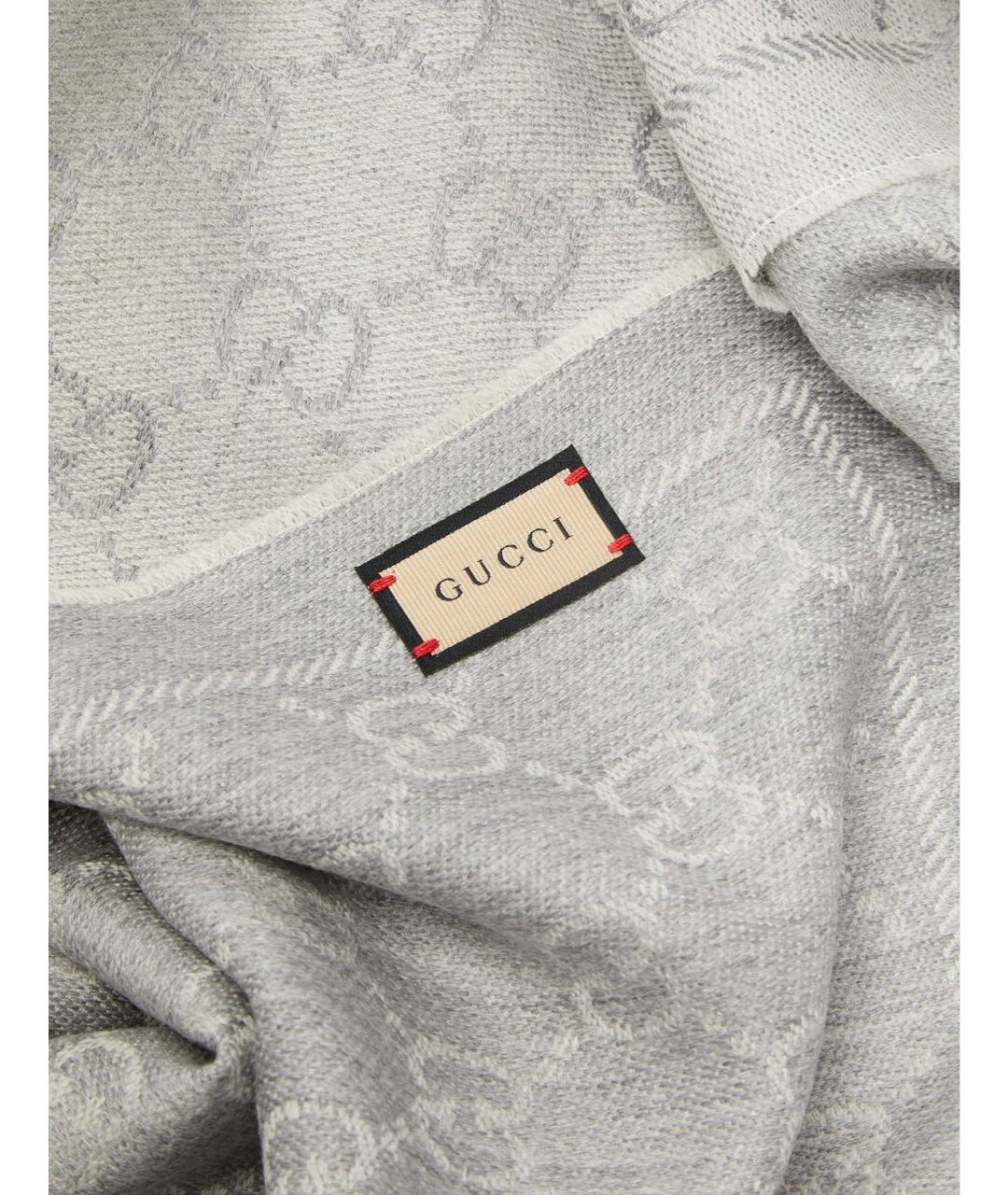 GUCCI Серый шерстяной шарф, фото 3