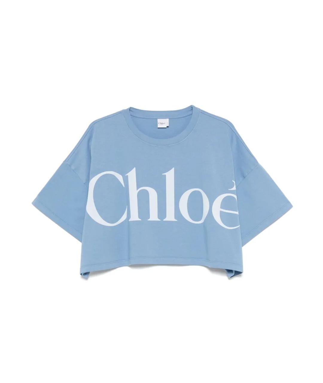 CHLOE Голубая хлопковая футболка, фото 1