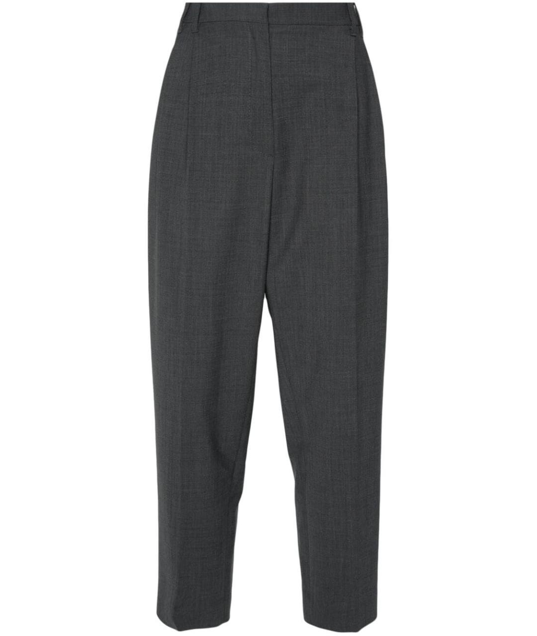 BRUNELLO CUCINELLI Антрацитовые шерстяные прямые брюки, фото 1