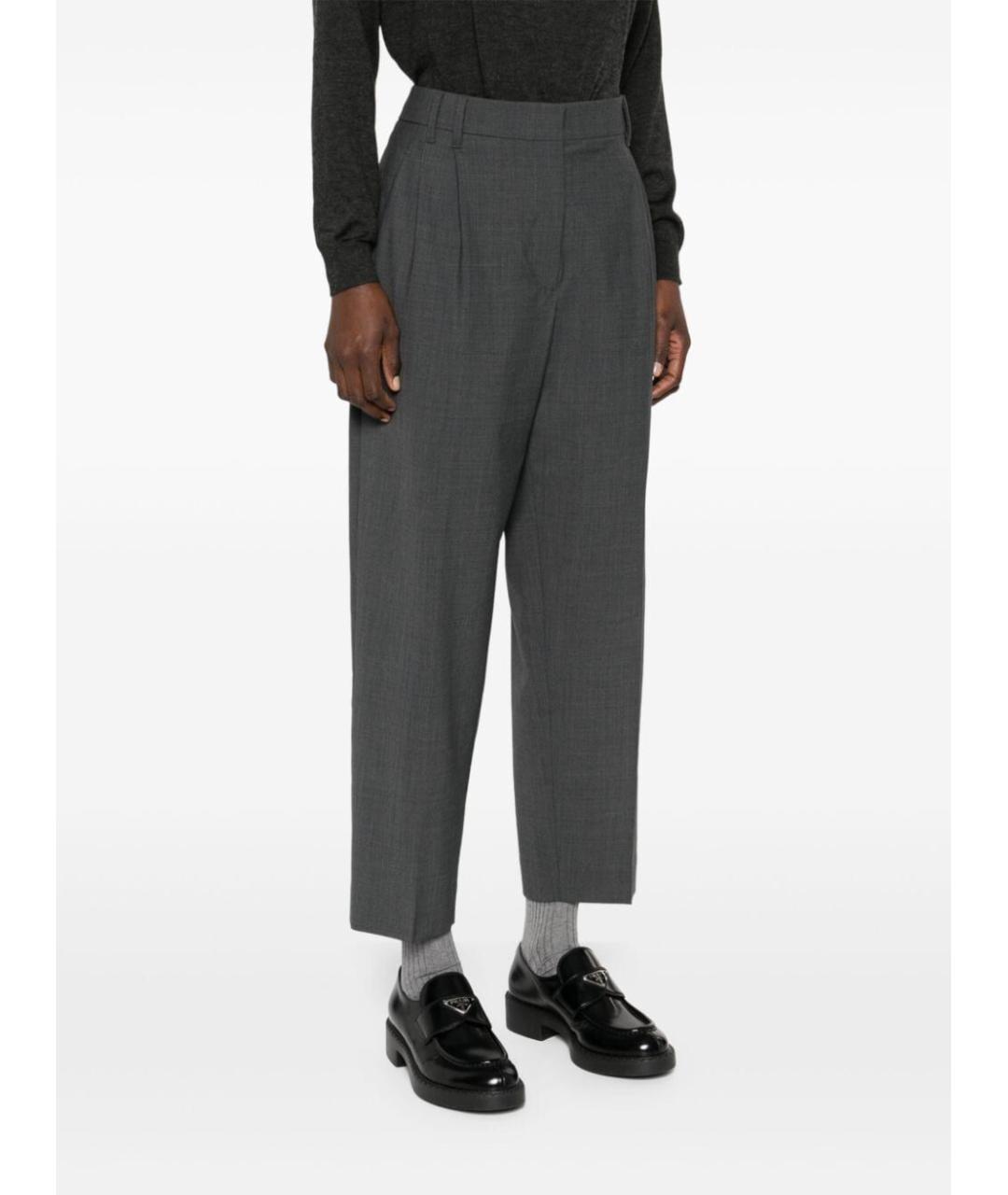 BRUNELLO CUCINELLI Антрацитовые шерстяные прямые брюки, фото 4