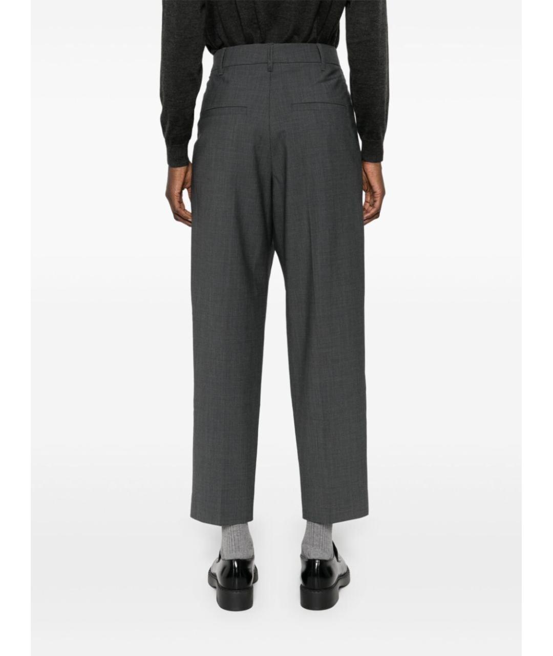 BRUNELLO CUCINELLI Антрацитовые шерстяные прямые брюки, фото 3