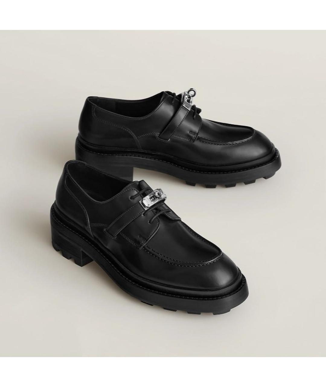 HERMES Черные кожаные лоферы, фото 9