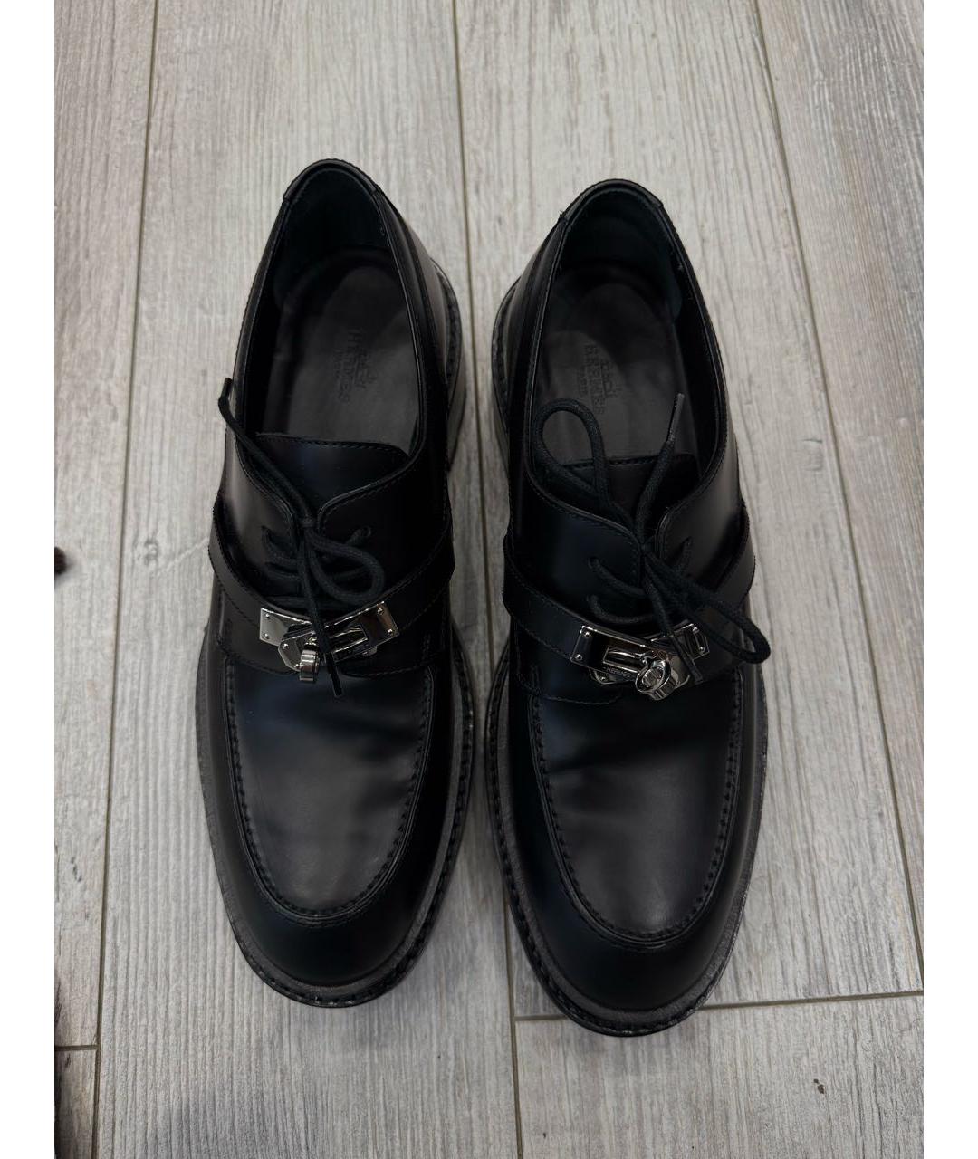 HERMES Черные кожаные лоферы, фото 2