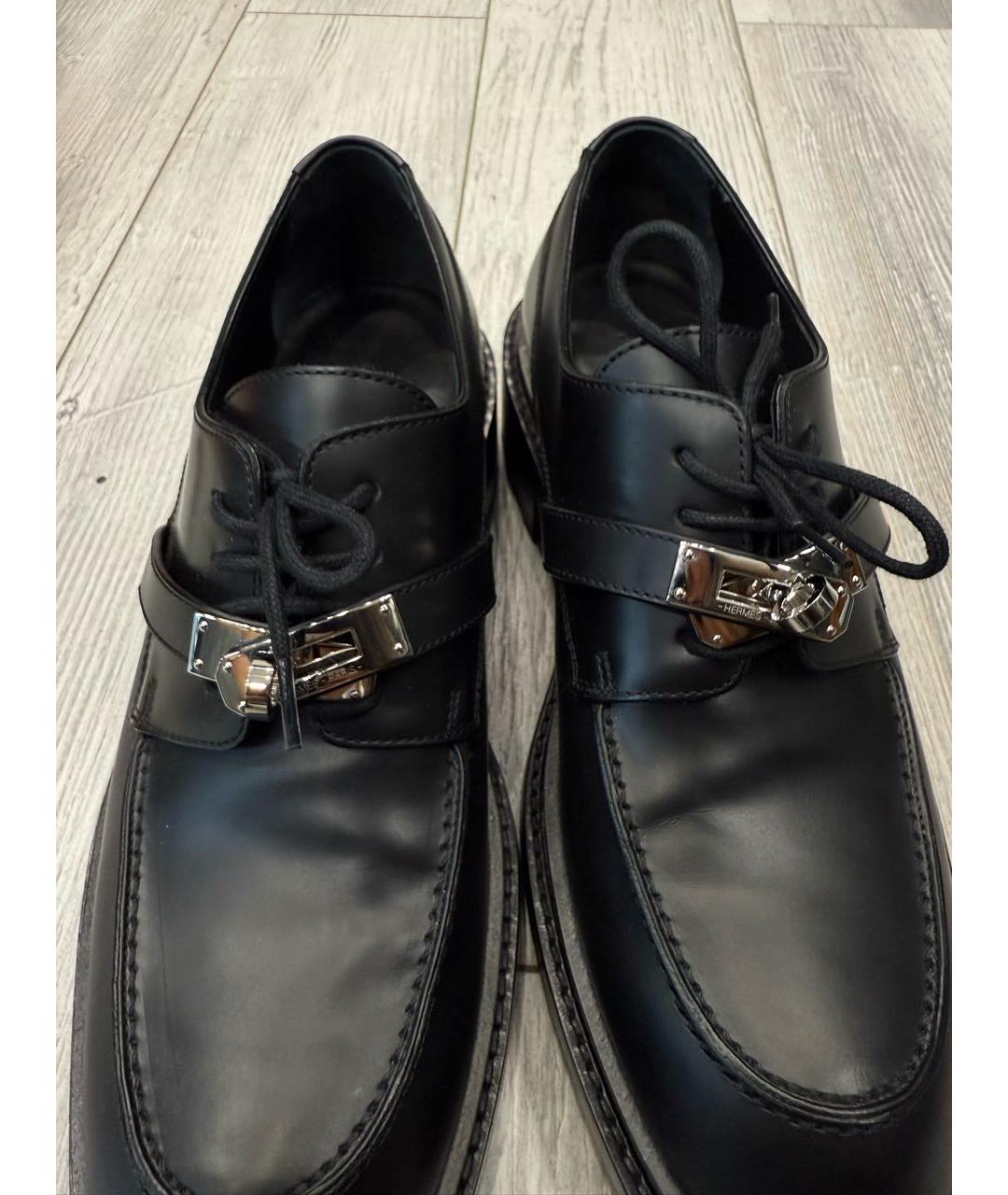 HERMES Черные кожаные лоферы, фото 8