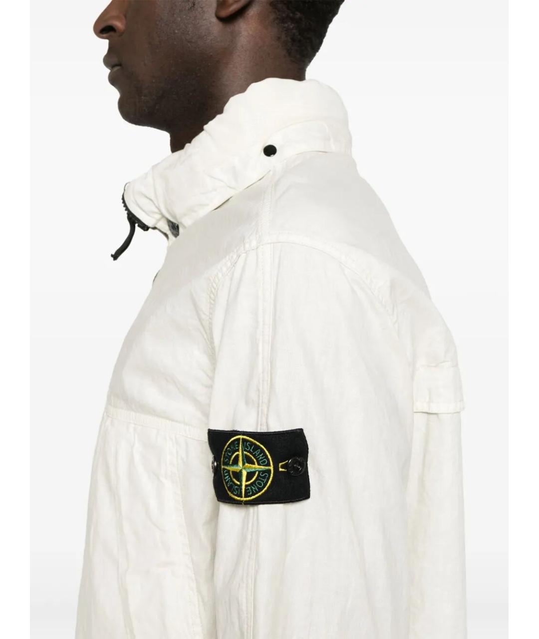 STONE ISLAND Белая льняная куртка, фото 4