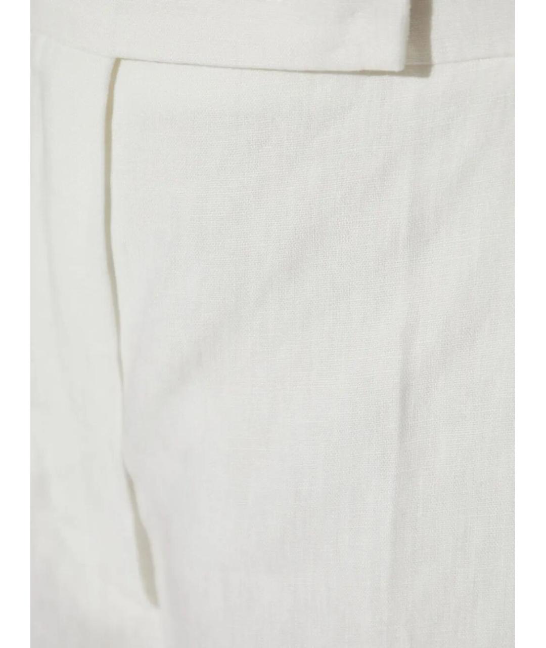 MAX MARA Белые льняные брюки широкие, фото 4