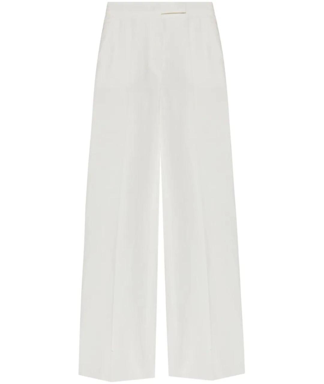 MAX MARA Белые льняные брюки широкие, фото 1