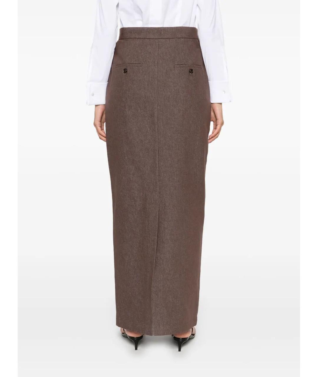 MAX MARA Коричневая хлопковая юбка макси, фото 3