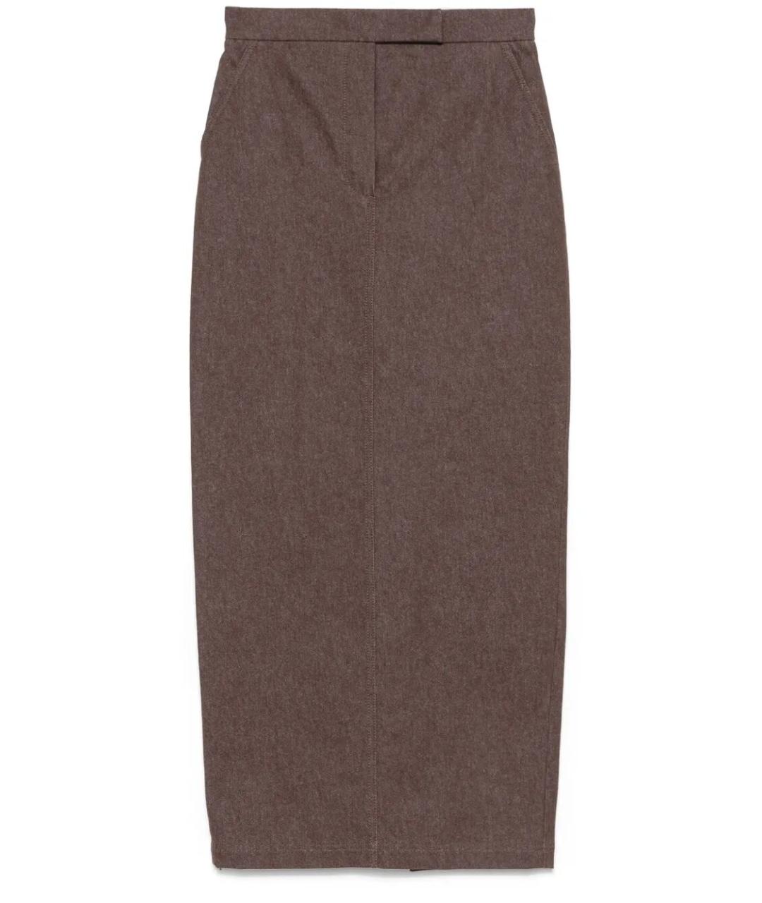 MAX MARA Коричневая хлопковая юбка макси, фото 1