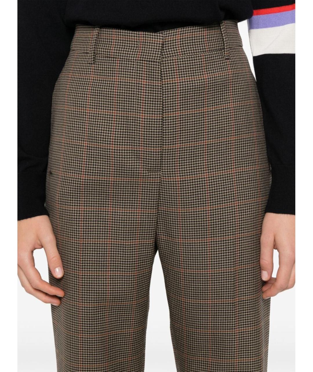 GOLDEN GOOSE DELUXE BRAND Коричневые шерстяные прямые брюки, фото 3