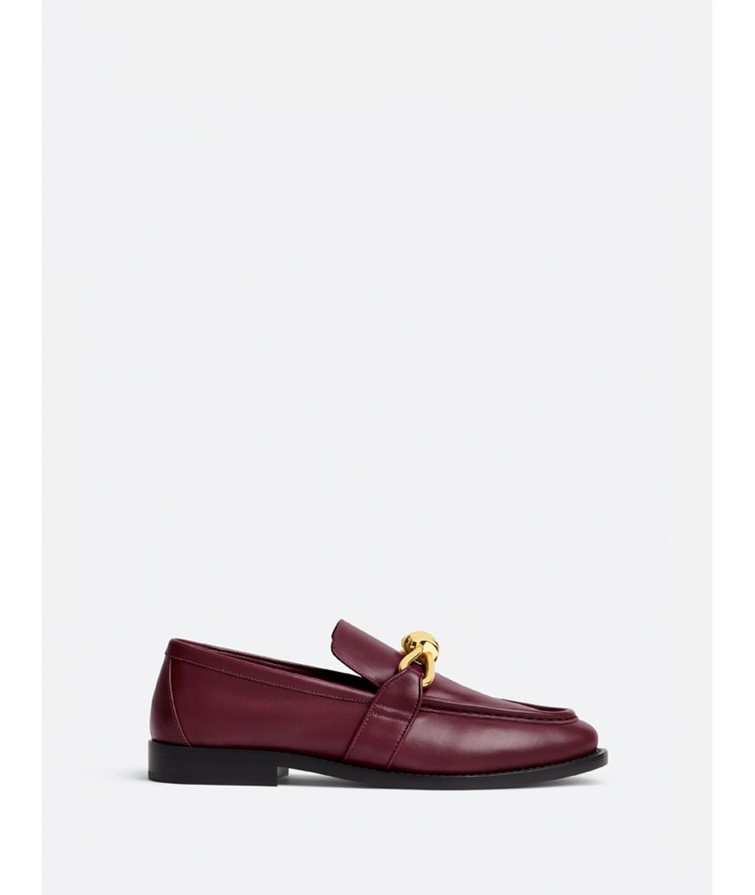BOTTEGA VENETA Бордовые кожаные лоферы, фото 5
