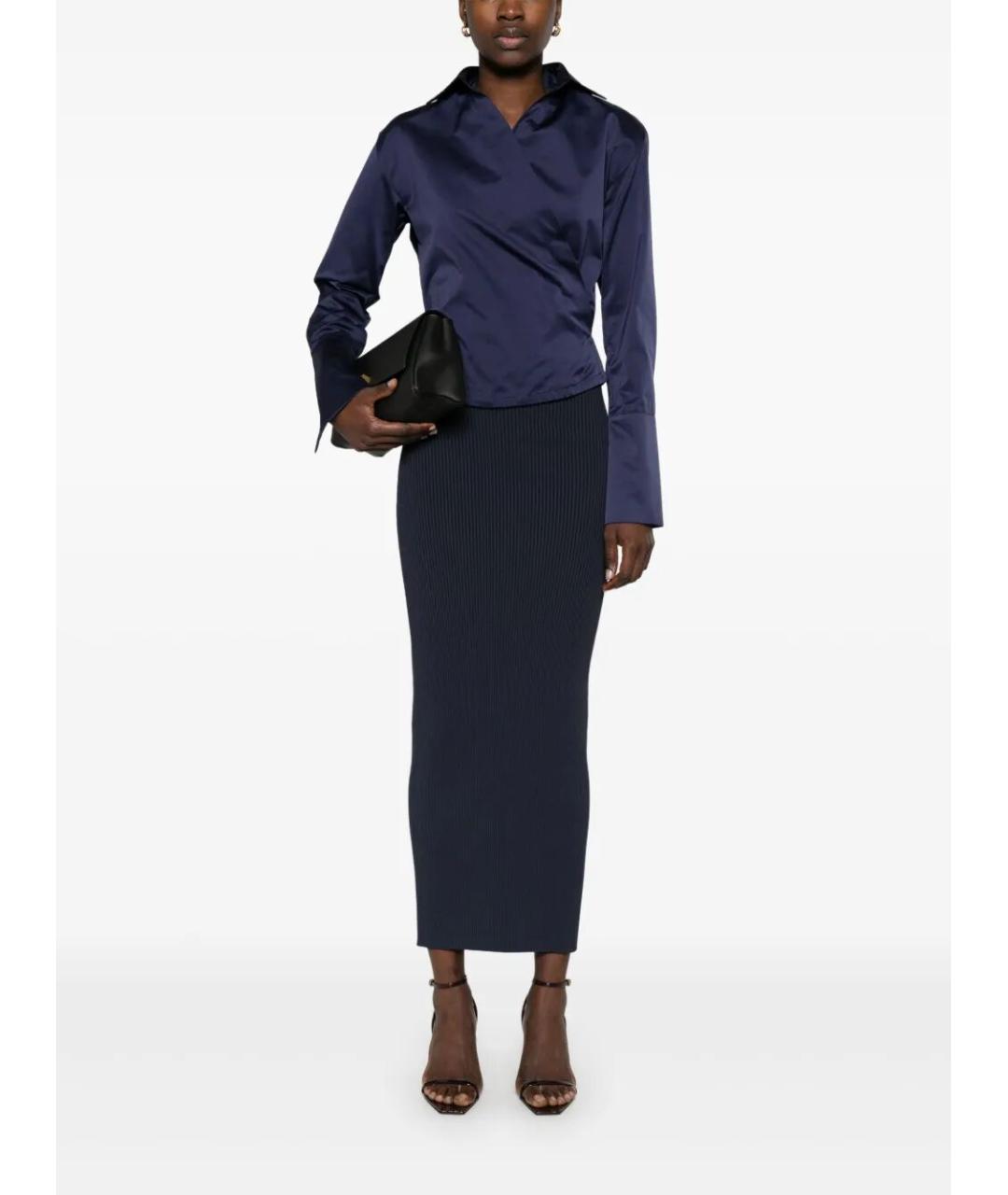 MAX MARA Синяя вискозная юбка макси, фото 2