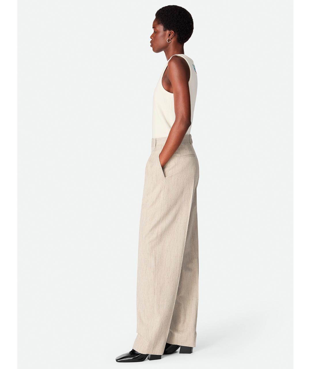 BOTTEGA VENETA Бежевые брюки широкие, фото 4