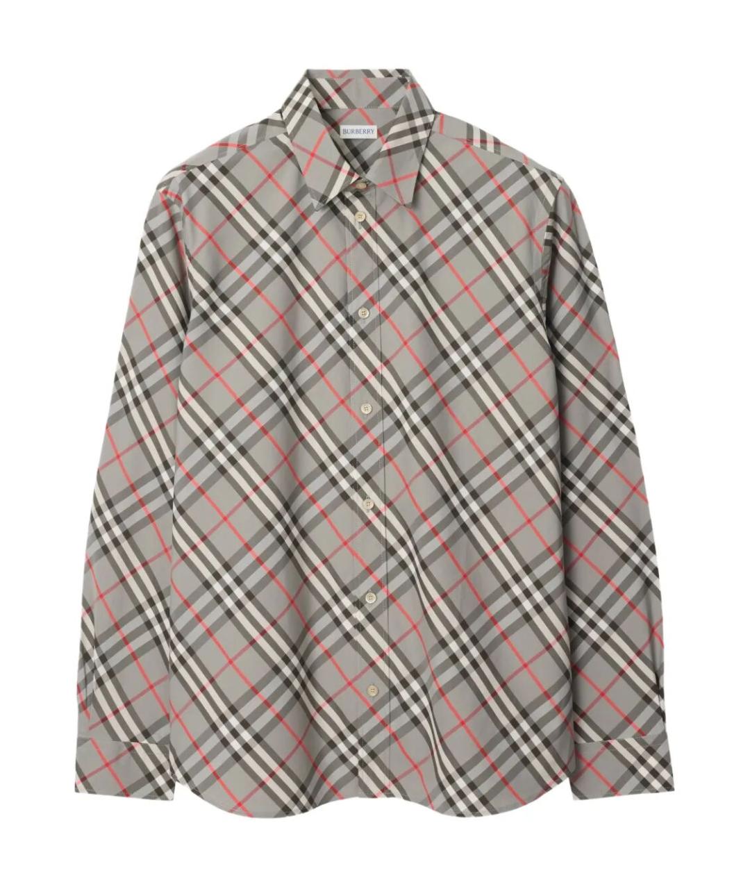 BURBERRY Серая хлопковая кэжуал рубашка, фото 1